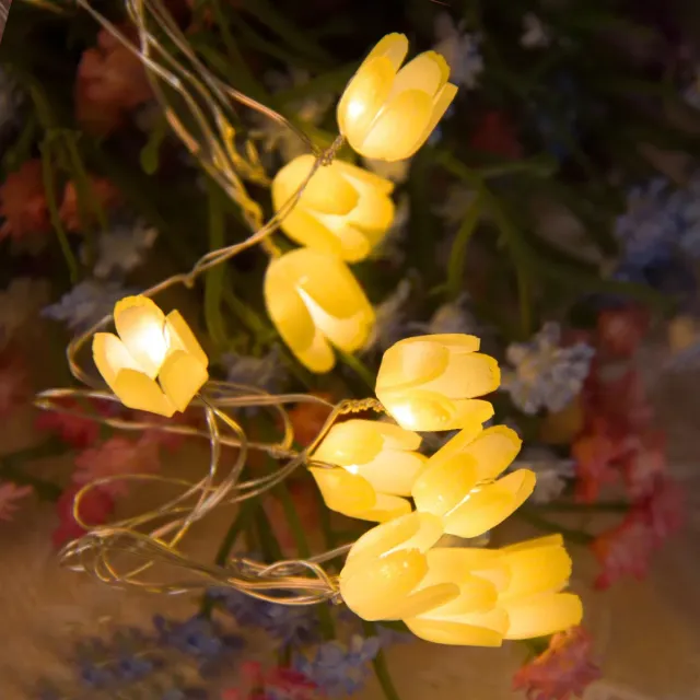 Světelný řetěz s tulipány - 2 metry, 20 LED diod