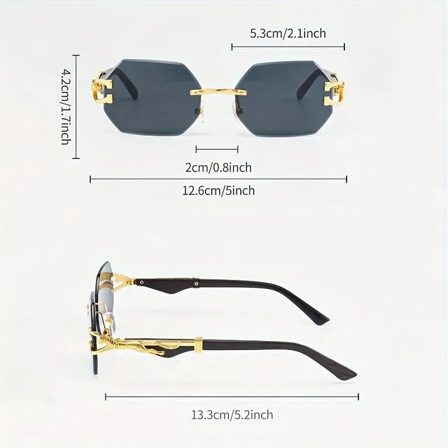 Frameless polygonal sunglasses with metal frame