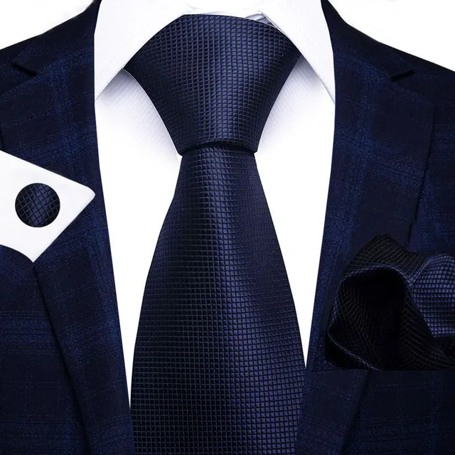 Bărbați frumos set de afaceri cu model fin | Cravată, batistă, butonii de manșetă