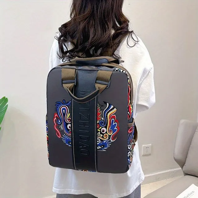 Ladies' anti-theft backpack with large capacity and fashion printing