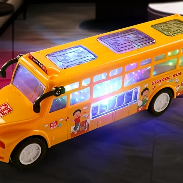 Interactive music blinking school bus for children