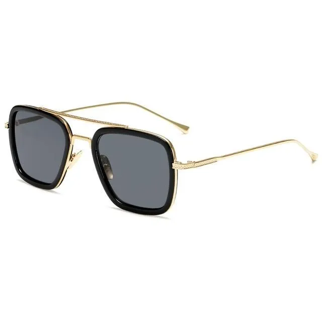 Unisex Iron Men style glasses c2gold-grey