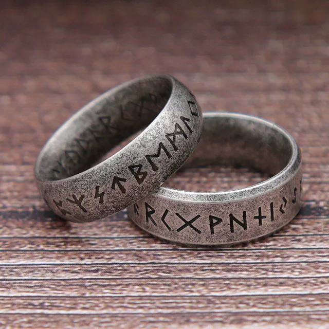 Men's luxury Nordic ring with runes Paul