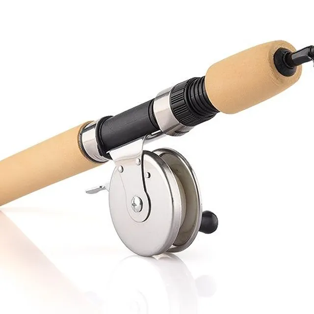 Fishing rod with wooden handle