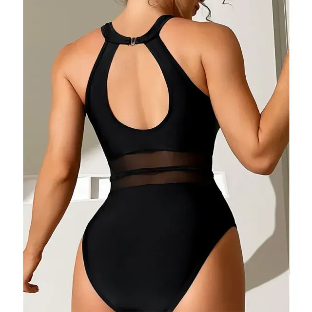 Summer sexy black single-piece swimsuit with push-up effect for women