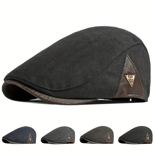 Baret bărbătesc de toamnă din țesătură herringbone