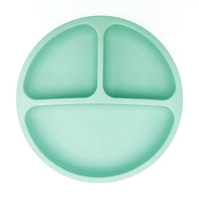 Silicone three-course plate with suction cup