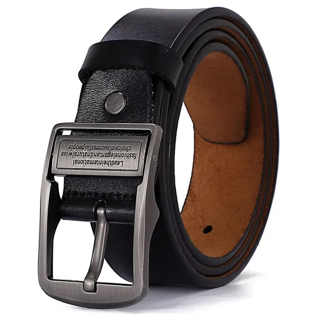 Men's leather belt with big pin buckle, pants belt