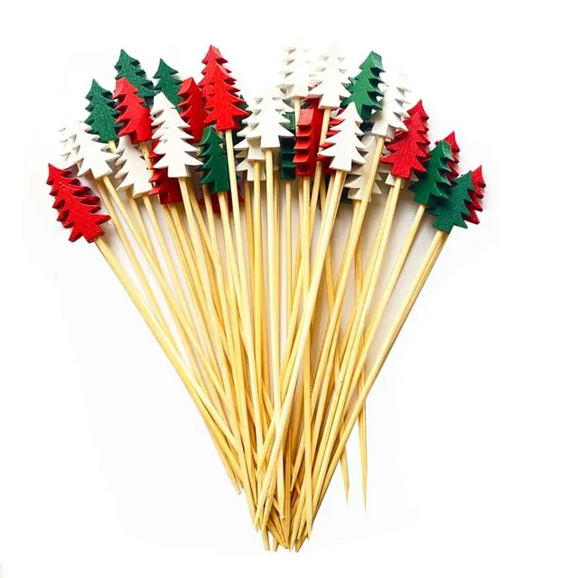 Stitching decorative toothpicks with tree shape decoration - set 100 pcs