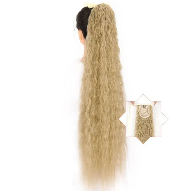 Long synthetic hair with a drawstring for fastening the ponytail - various variations