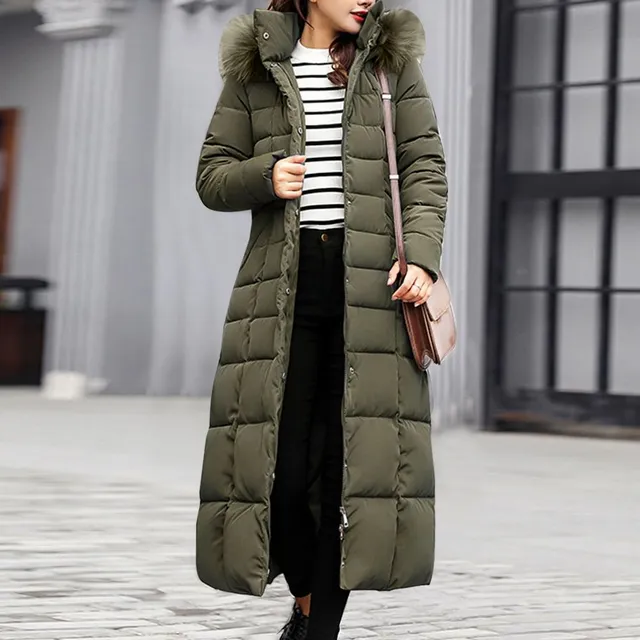 Ladies luxury winter long jacket Nicol green-1 xl