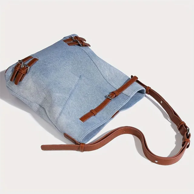 Sac à bandoulière en denim à la mode avec de nombreuses poches