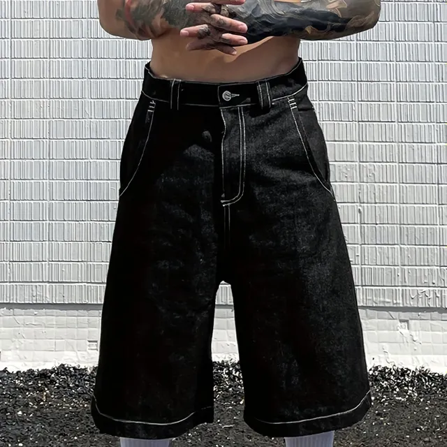 Samec hip hop denim šortky - Streetwear štýl pre slobodu a pohodu