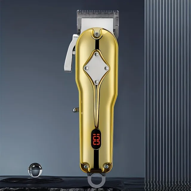 Professional wireless hair and beard trimmer with LED display and USB charging