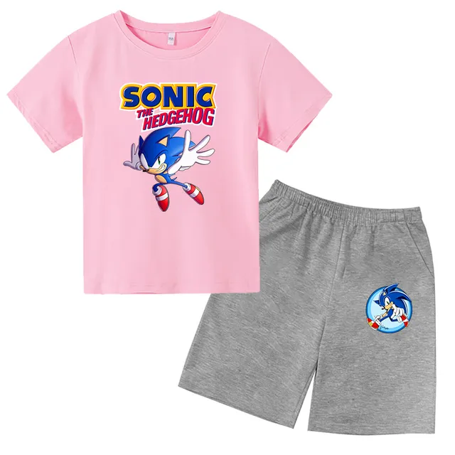 Set sportiv pentru copii cu imprimeu Sonic Hedgehog - șort + tricou