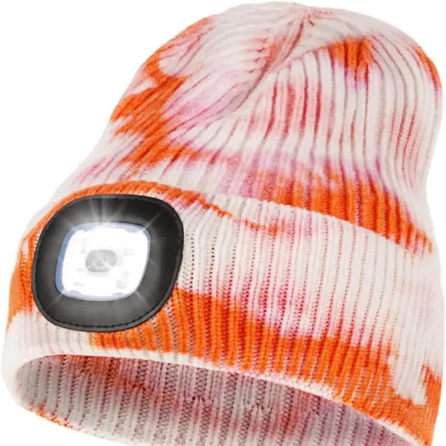 Unisex LED knit cap with USB charging light, head torch, winter knit cap with night light