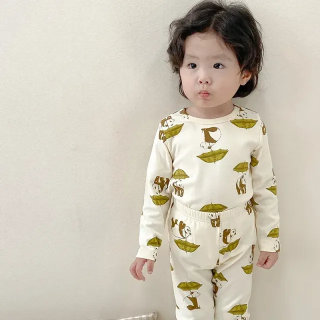 Children's unisex pajama set made of cotton with cute design for toddlers, snug fit pajamas