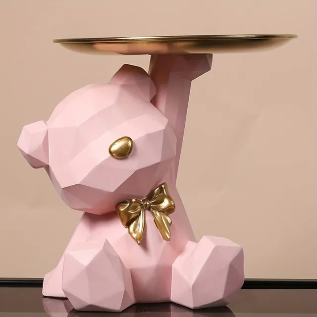 Geometric bear storage stand made of resin