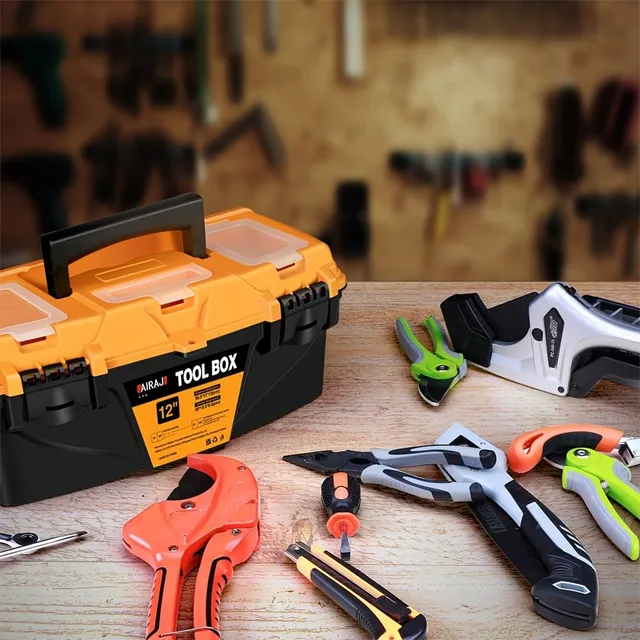 12" Solid case toolbox made of durable plastic - for electrician, carpenter, drill and car
