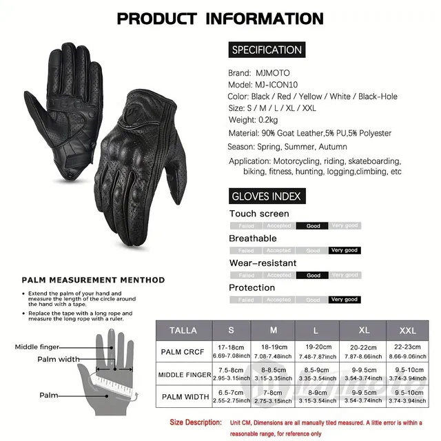 Summer on two wheels with wind in the hair: Breathable leather gloves with holes Mjmoto - Cool grip, maximum protection