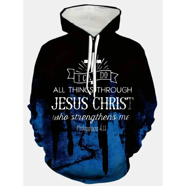 Men's Christian hoodie with hood and "Jesus Christ" print