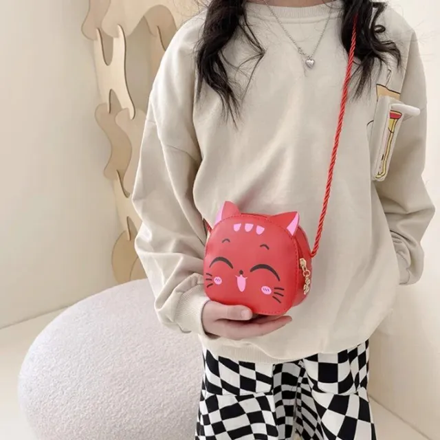Geantă crossbody pentru copii cu pisicuță drăguță - mini geantă la modă pentru fetițe