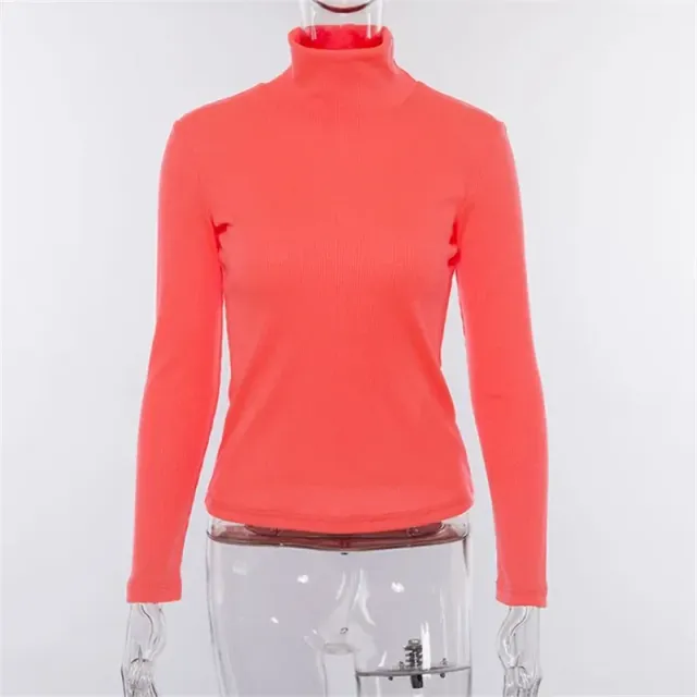 Women's neon fashion turtleneck with long sleeves