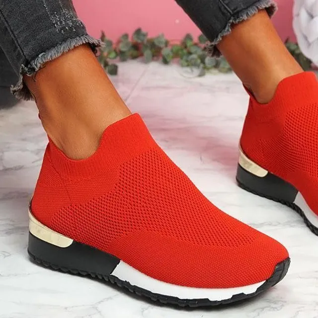 Women's trendy slip-on vulcanized sneakers Red 35