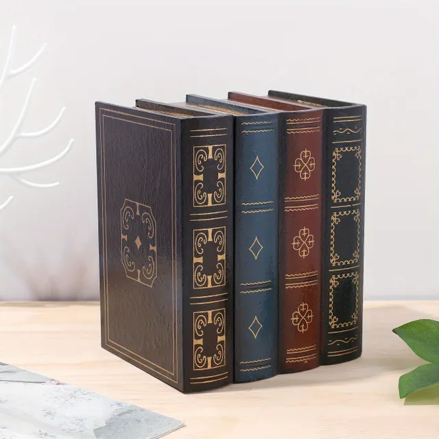 1pc Wooden storage box in retro style in book shape