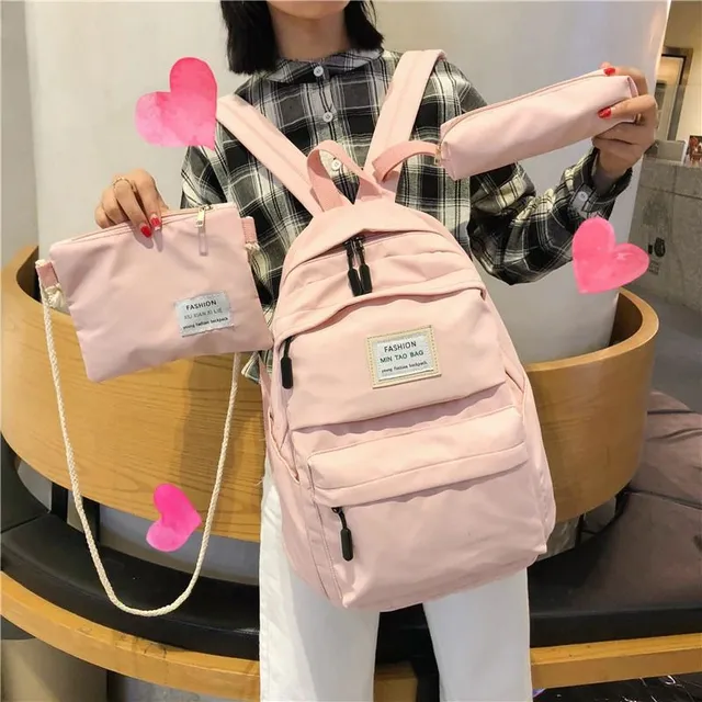 Women's school backpack with accessories