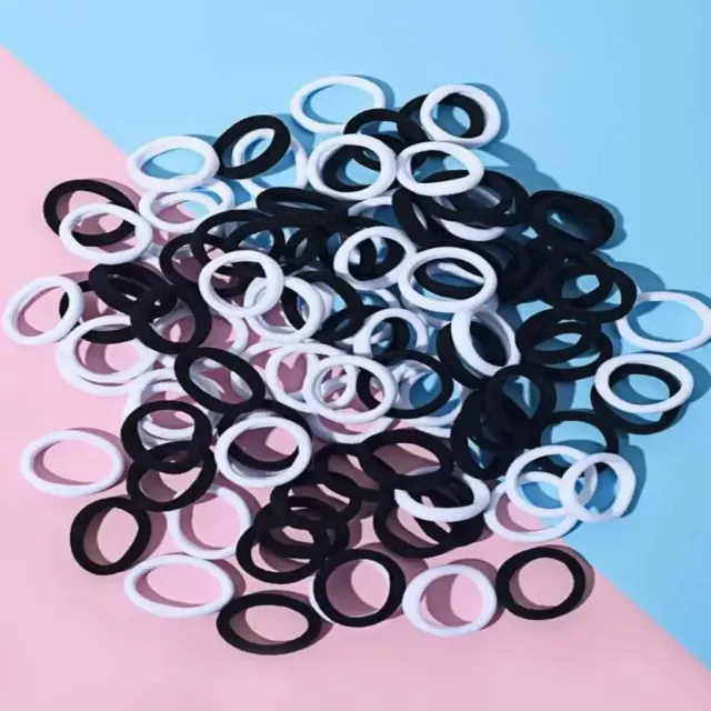 Set de 50 / 100 Bentițe Elastice de Păr pentru Femei și Fete - Culori Simple Unificate