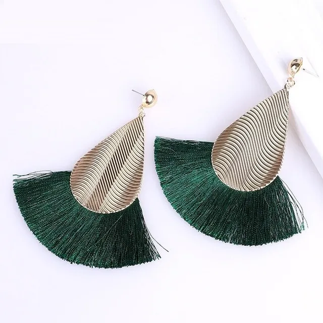 Women's hanger earrings with tassel G580