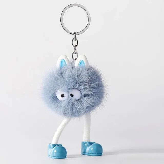 Cartoon Animal Pom Pom Keychain Cute Ply Doll prívesok na kľúče prívesok na kľúče Wallet taška Batoh Prívesok v aute ženy