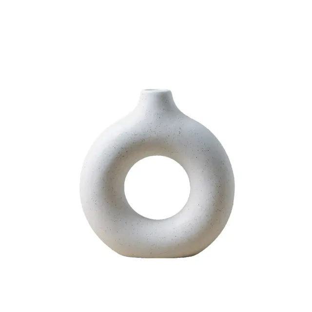 Creative ceramic vase in the shape of a doughnut - Round Hollow Florist