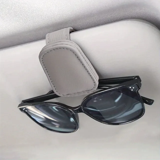 Magnetic sunglass holder with artificial leather sun visor - Auto Accessories