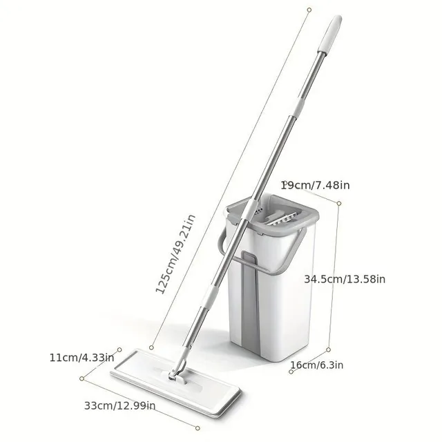 Cleaning kit with mop and bucket © Mop for flat wiping without using hands and dust removal