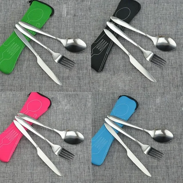 Set of stainless steel cutlery - 3 pcs + case