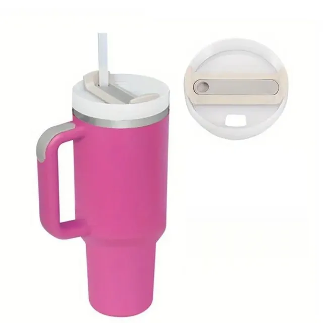 Stainless steel portable thermo mug with straw in different colours