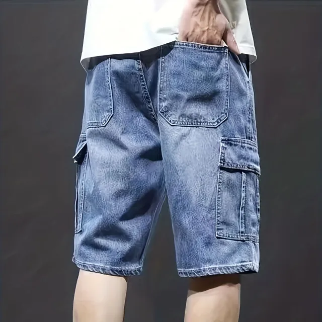 Men's elastic shorts in torn style for summer, casual street style