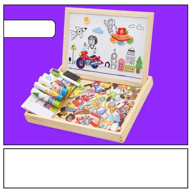 Magnetic board with wooden figures - 3D jigsaw puzzle