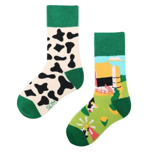 Baby color socks with cute cartoons - medium-high cotton socks