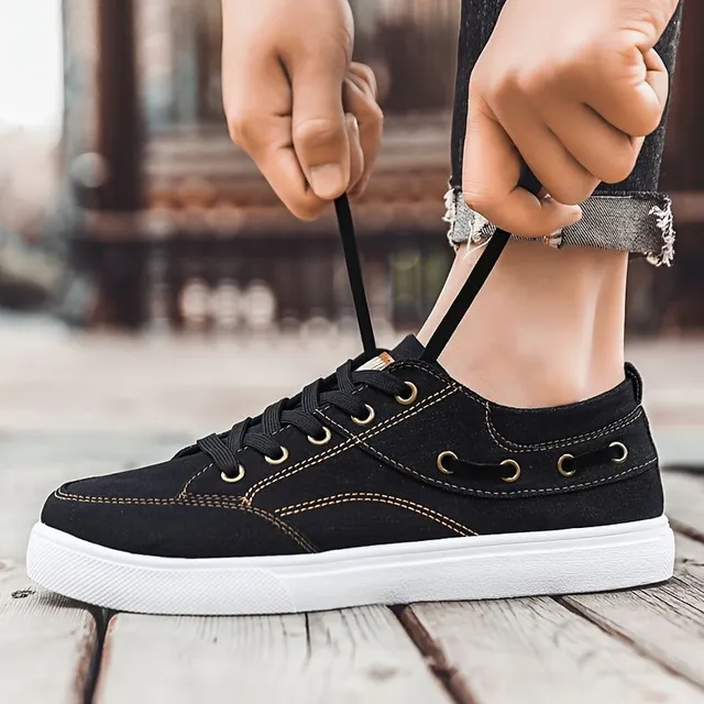 Men's canvas skateboard sneakers, breathable and light for laceration