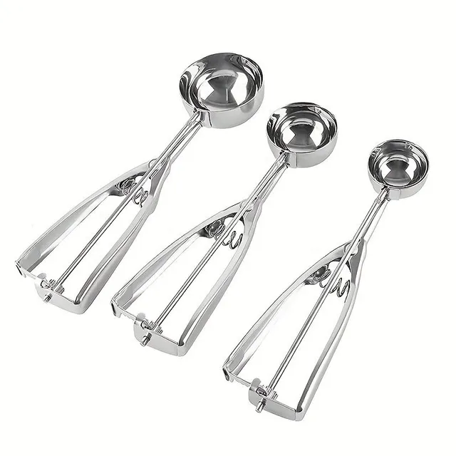 3v1 stainless steel ice cream scoop - ideal for easy picking and serving ice cream, fruit and melons