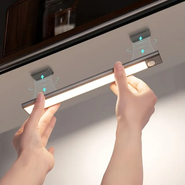 Vezeték nélküli LED világítási szekrény mozgásérzékelővel - mágneses, USB töltés, éjszakai világítás a konyhához és az akkumulátorhoz, ideális szekrényekhez, folyosókhoz, polcokhoz stb.