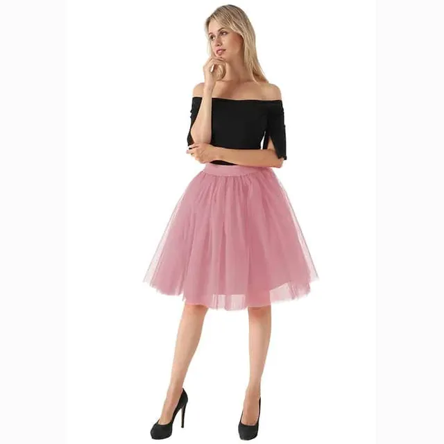 Dámska tylová sukňa TUTU uni dusty-pink
