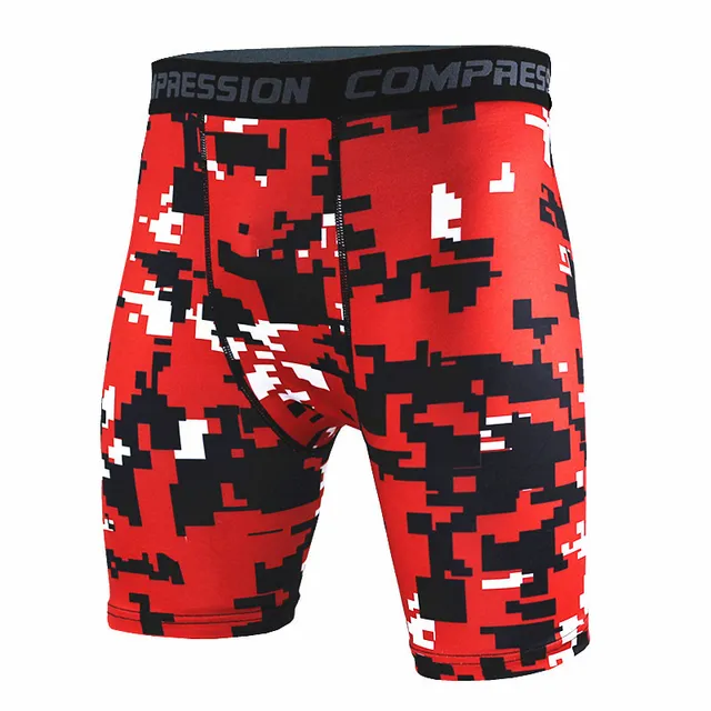 Men's compression shorts with military pattern cervena s