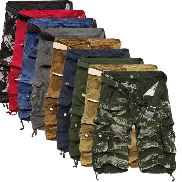 Pantaloni scurți cargo pentru bărbați cu curea în diferite culori