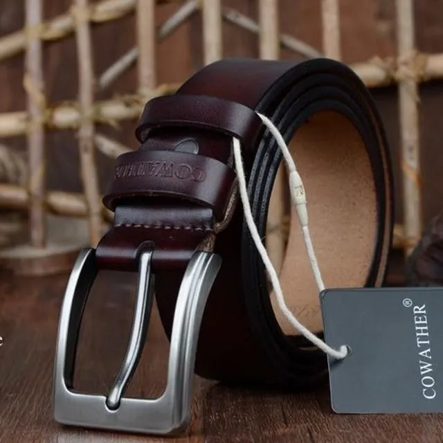 Men's Leather Belt 100cm xf002-coffee