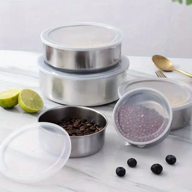 5 pieces Stainless steel Fresh-keeping Box Round Lunch Box