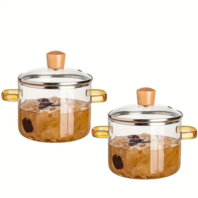 Highly resistant borosilicate glass pot, 1.5 l, suitable for open flame